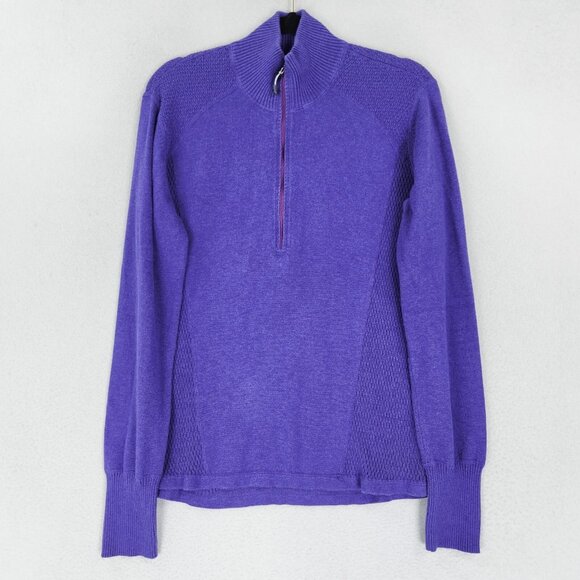 Eddie Bauer Sweater Womens Extra Large Purple Half Zip Knit Mock Neck Pullover - Picture 1 of 10